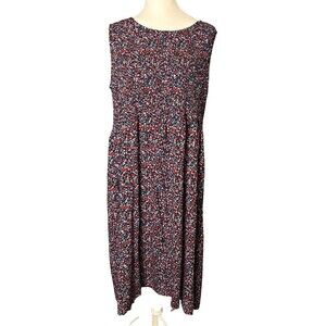 CROFT & BARROW Blue Ditsy Floral Smocked Midi Dress 1X GUC